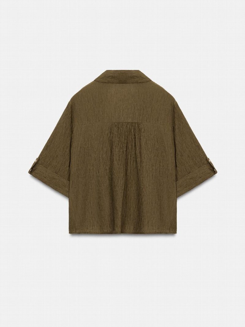 CAMISA 50% LINO MARRON