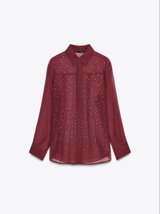 CAMISA BRILLOS DELANTEROS COLOR BURGUNDY