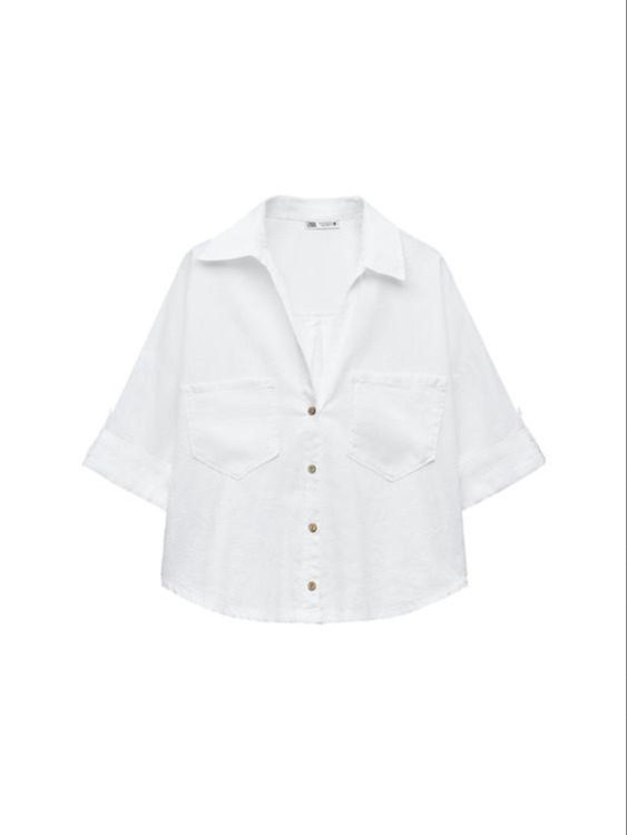CAMISA CROPPED CON LINO
