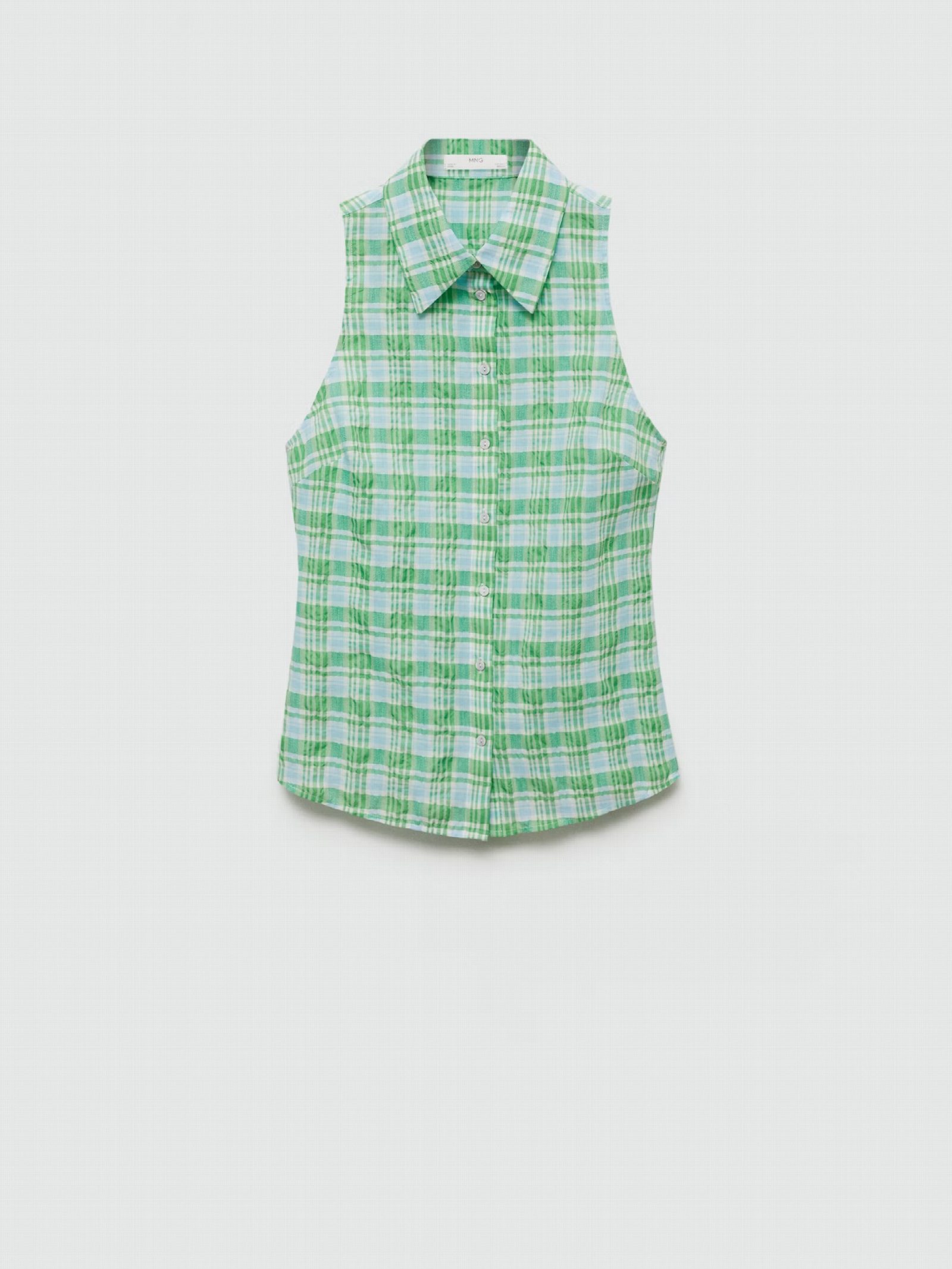 Camisa cuadros sin mangas VERDE