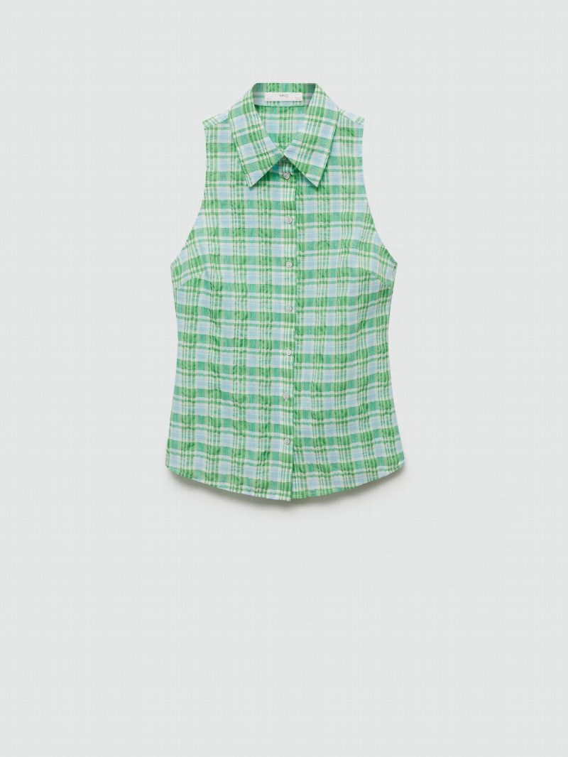 Camisa cuadros sin mangas VERDE