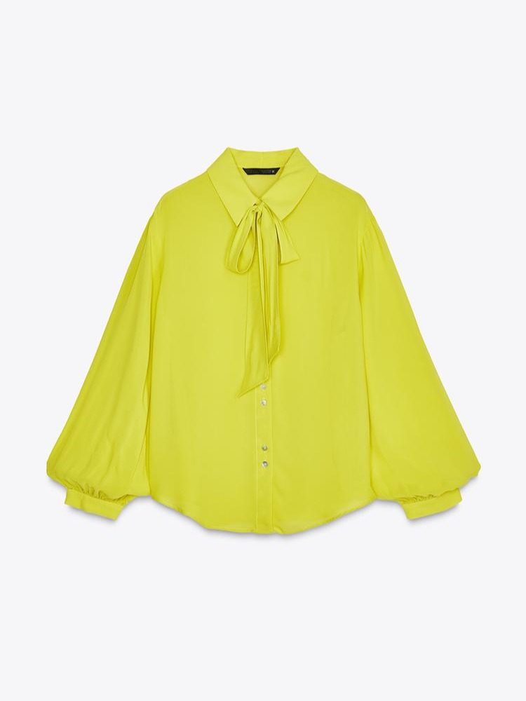 CAMISA FLUIDA LAZO COLOR LIMA/AMARILLO