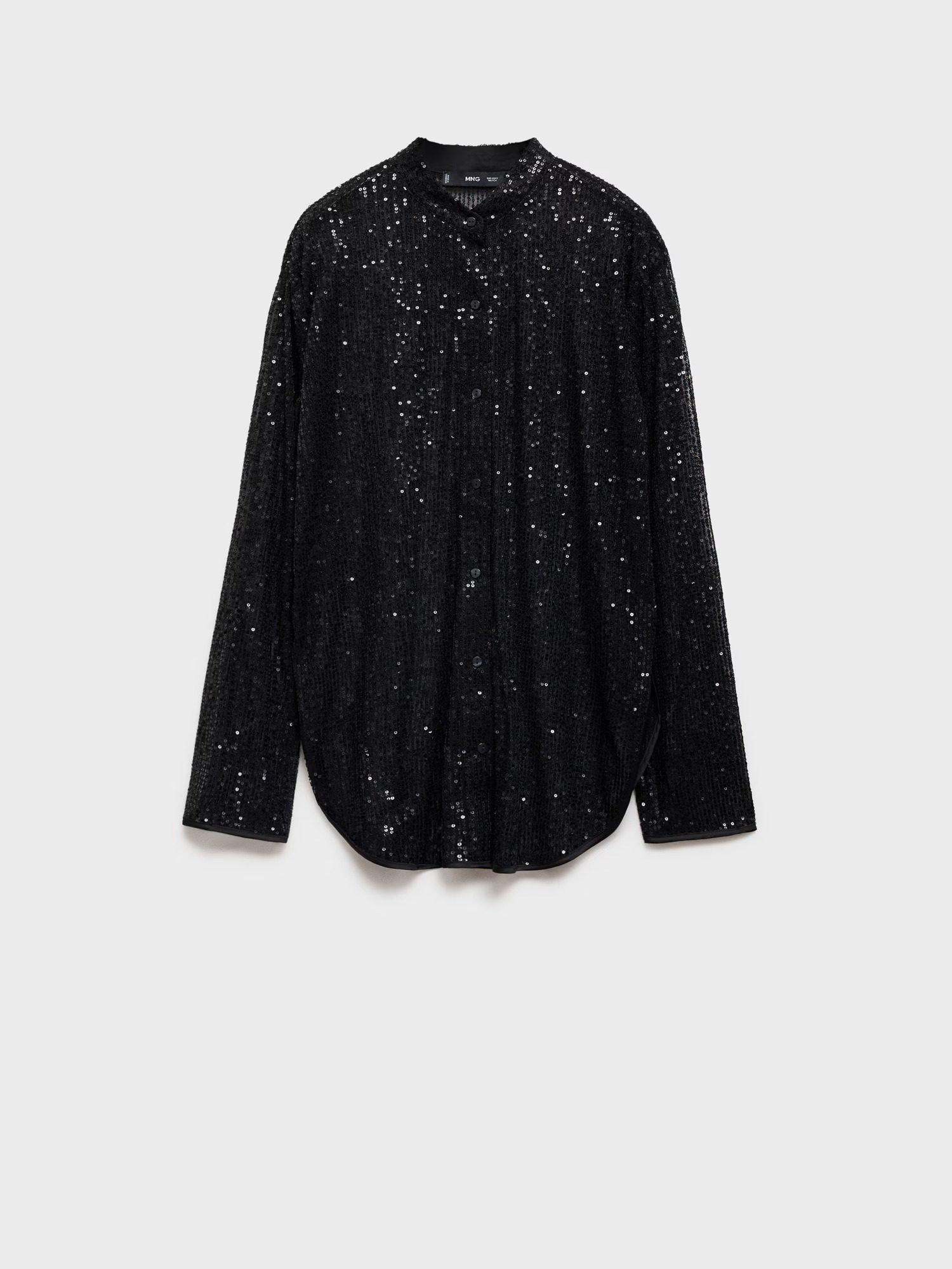 Camisa semitransparente lentejuelas NEGRO