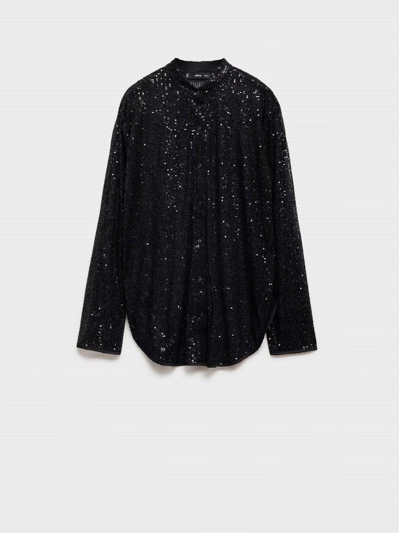 Camisa semitransparente lentejuelas NEGRO