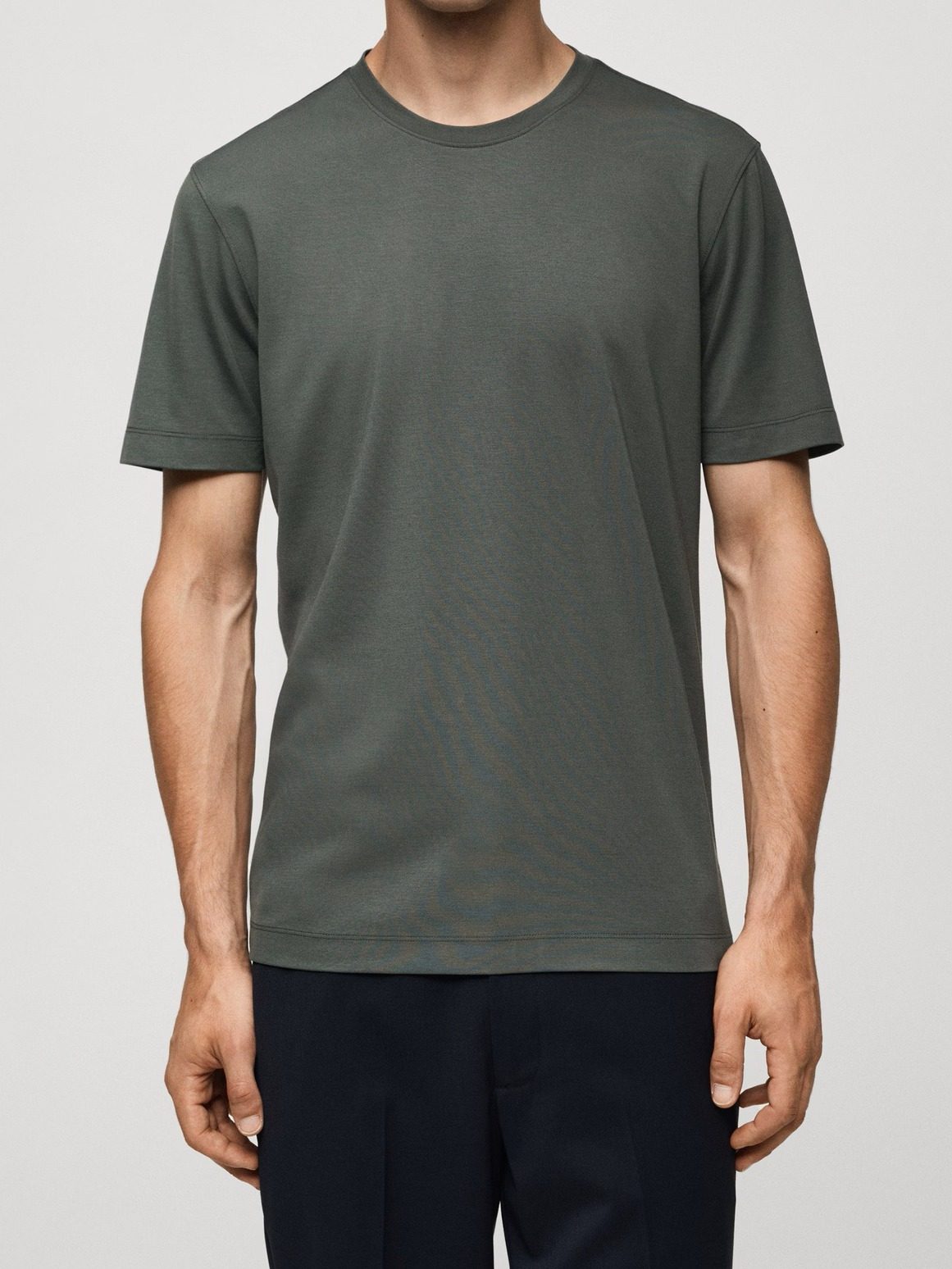 Camiseta antiarrugas comfort stretch GRIS VERDE