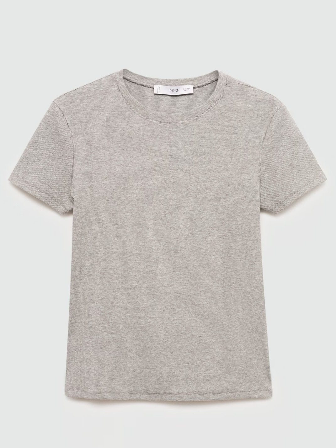 Camiseta manga corta canalé GRIS CLARO