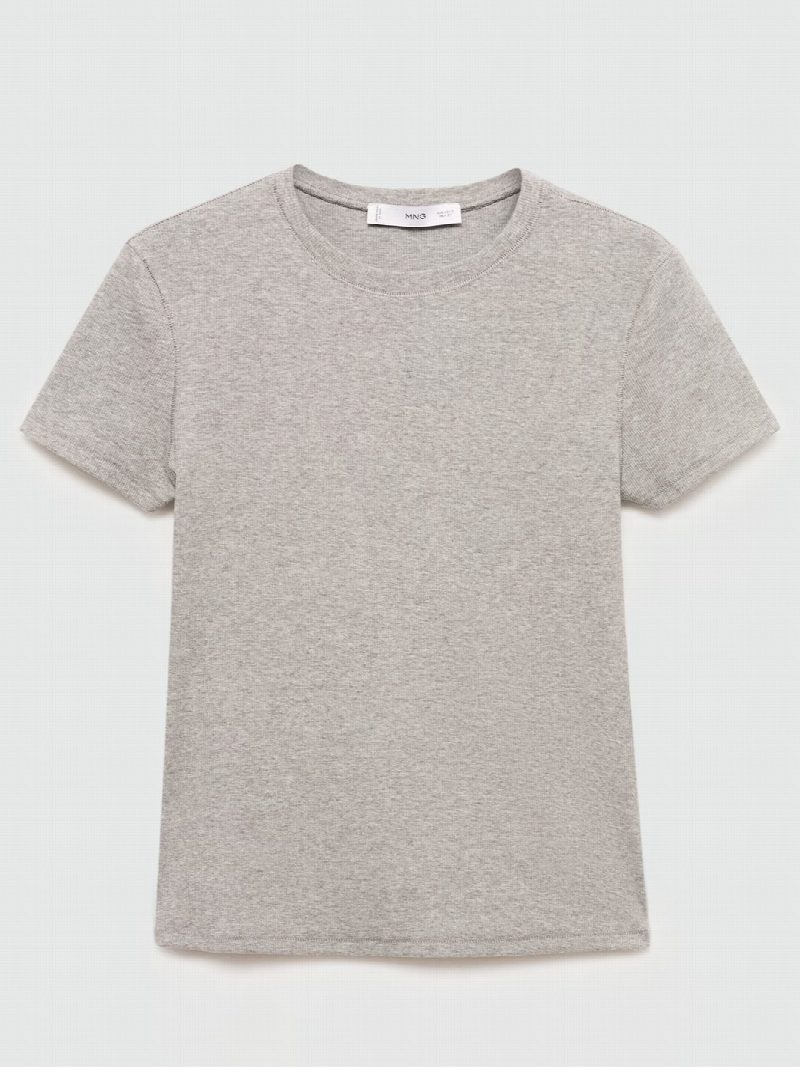 Camiseta manga corta canalé GRIS CLARO