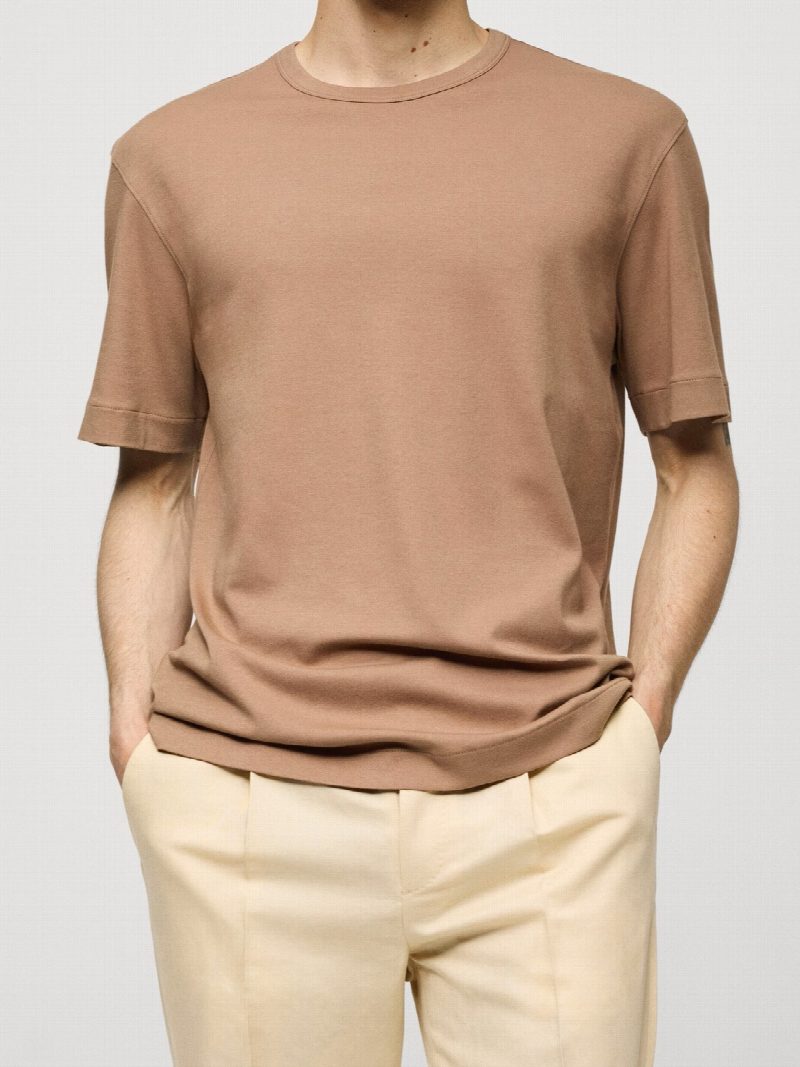 Camiseta slim fit 100% algodón MARRON CLARO
