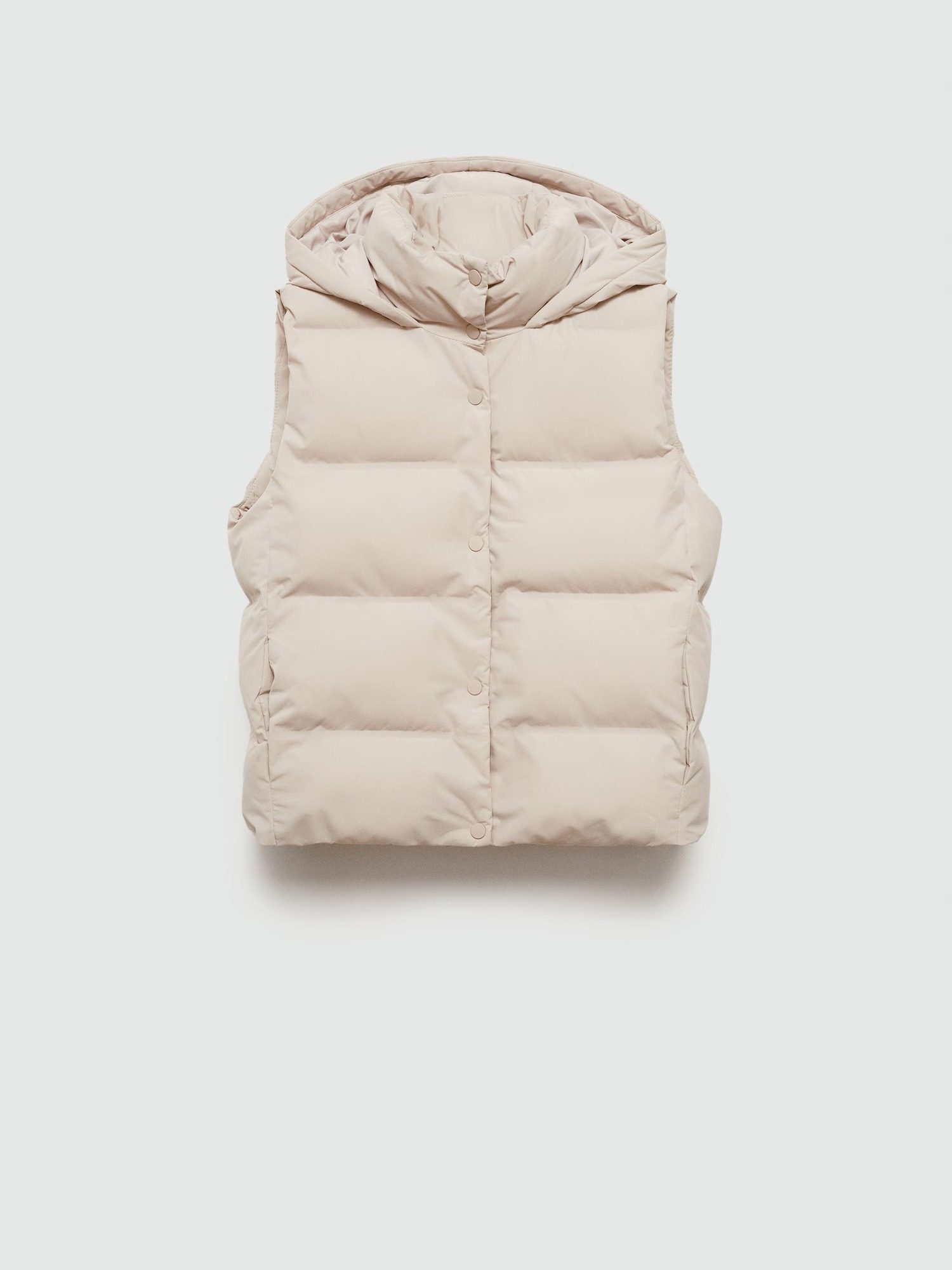 Chaleco acolchado capucha BEIGE