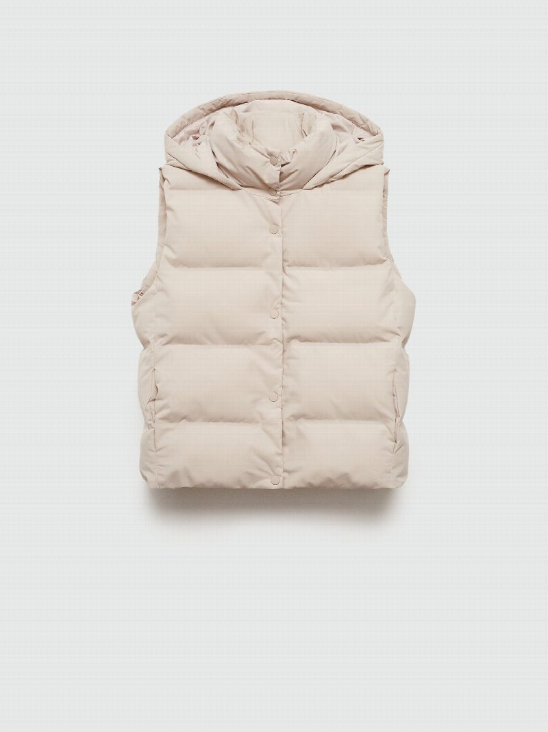 Chaleco acolchado capucha BEIGE