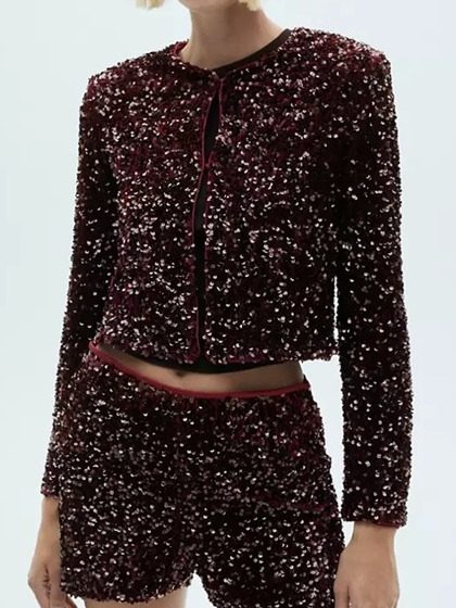 Conjunto short y chaqueta lentejuela