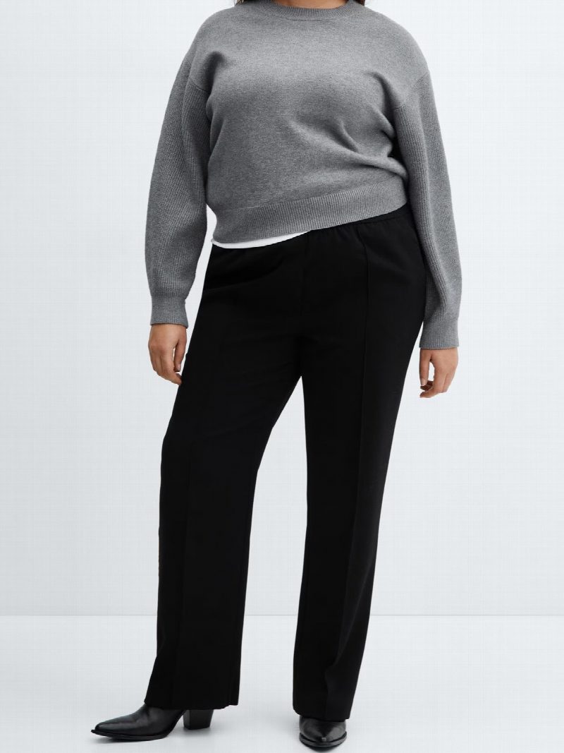Pantalón recto lino NEGRO