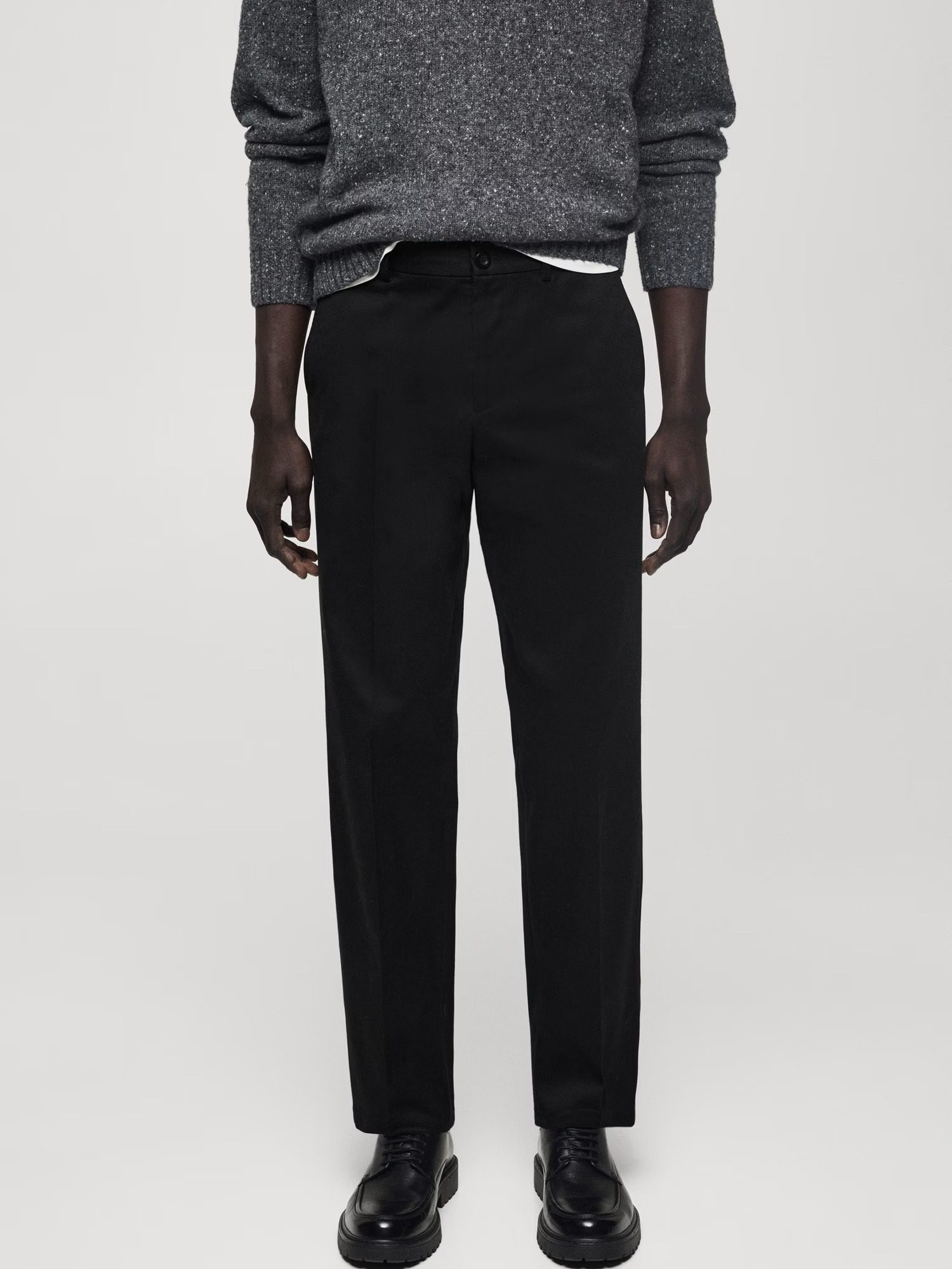 Pantalón algodón straight-fit cordón NEGRO