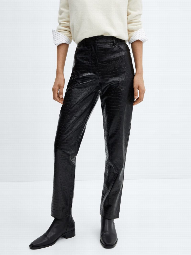 PANTALON  EFECTO COCO/ANIMAL PRINT NEGRO