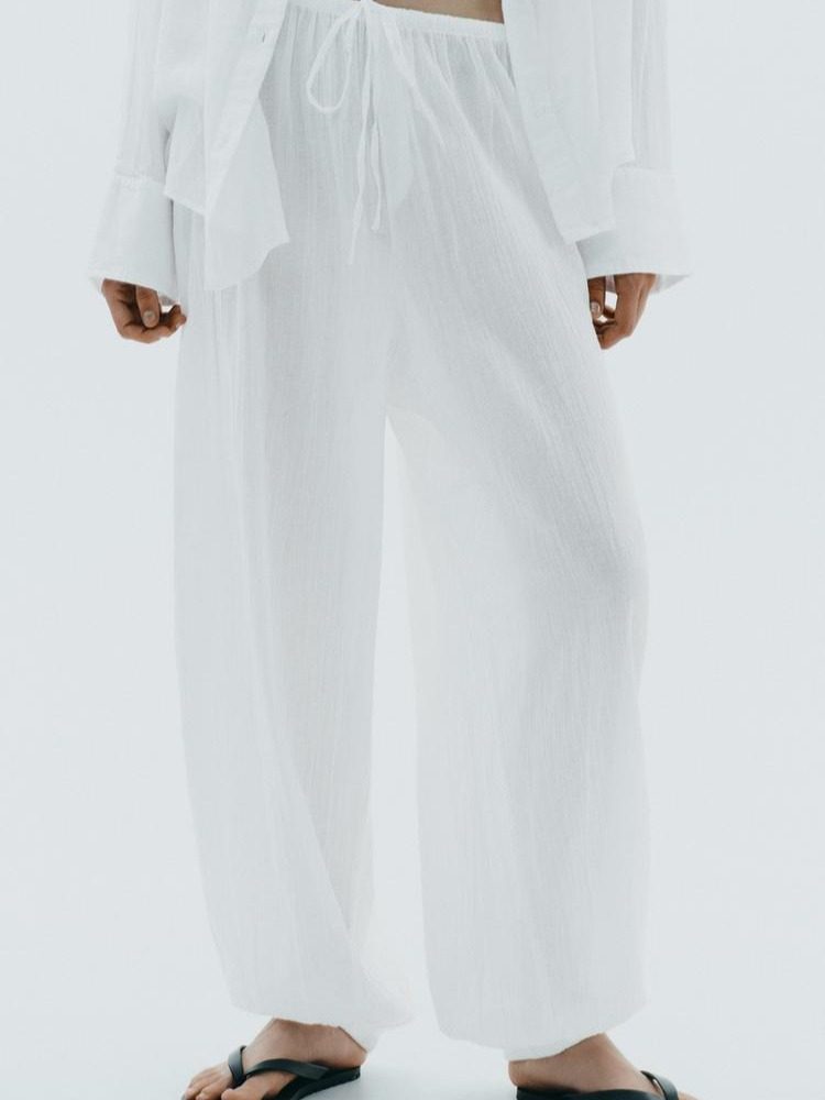 PANTALÓN FLUIDO BOMBACHO BLANCO