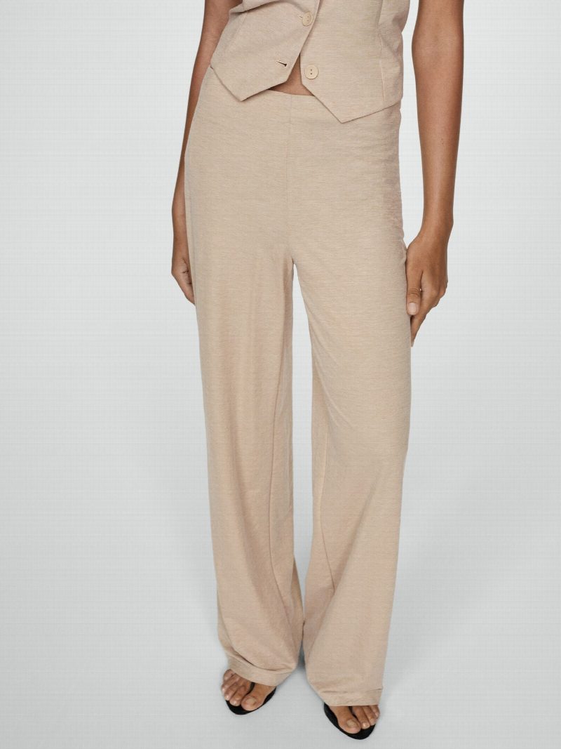 Pantalón recto fluido BEIGE