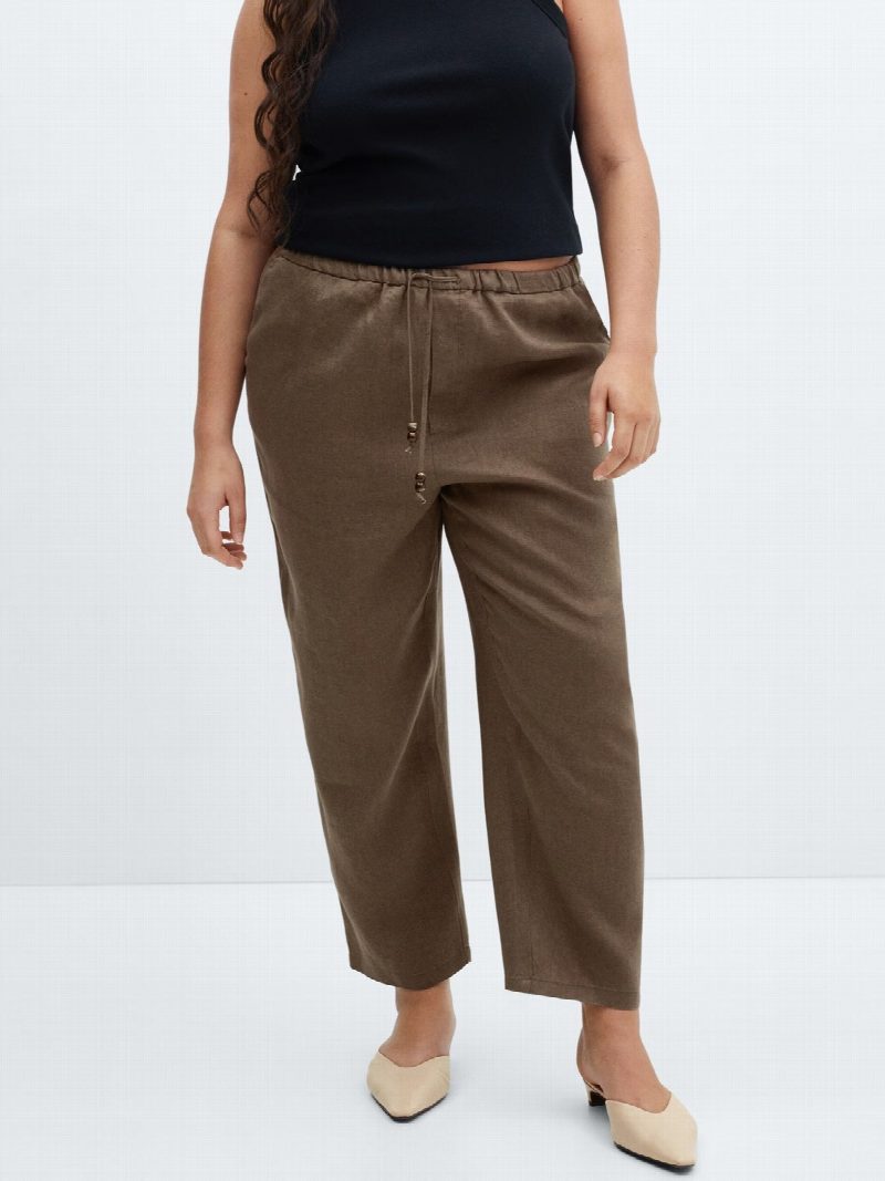 Pantalón 100% lino MARRON