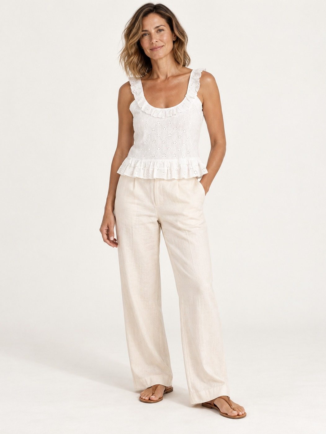 TOP ENCAJE VOLANTE BLANCO