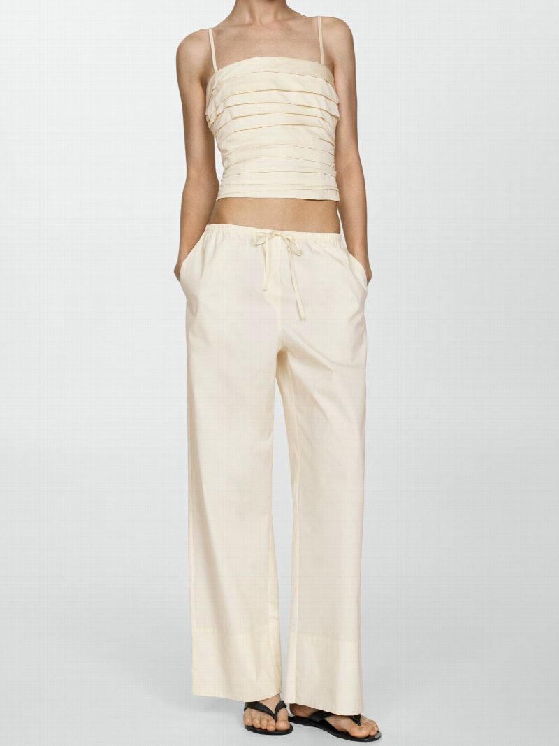 Top lino drapeado BEIGE