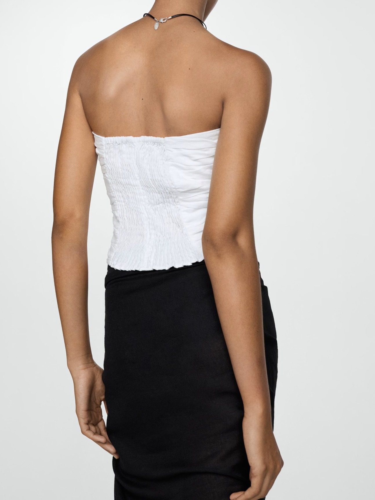 Top lino drapeado BLANCO