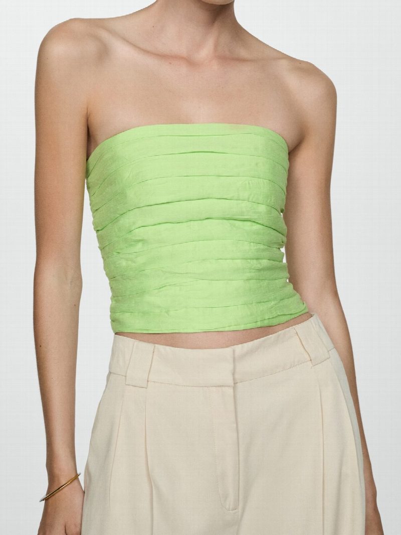 Top lino drapeado VERDE
