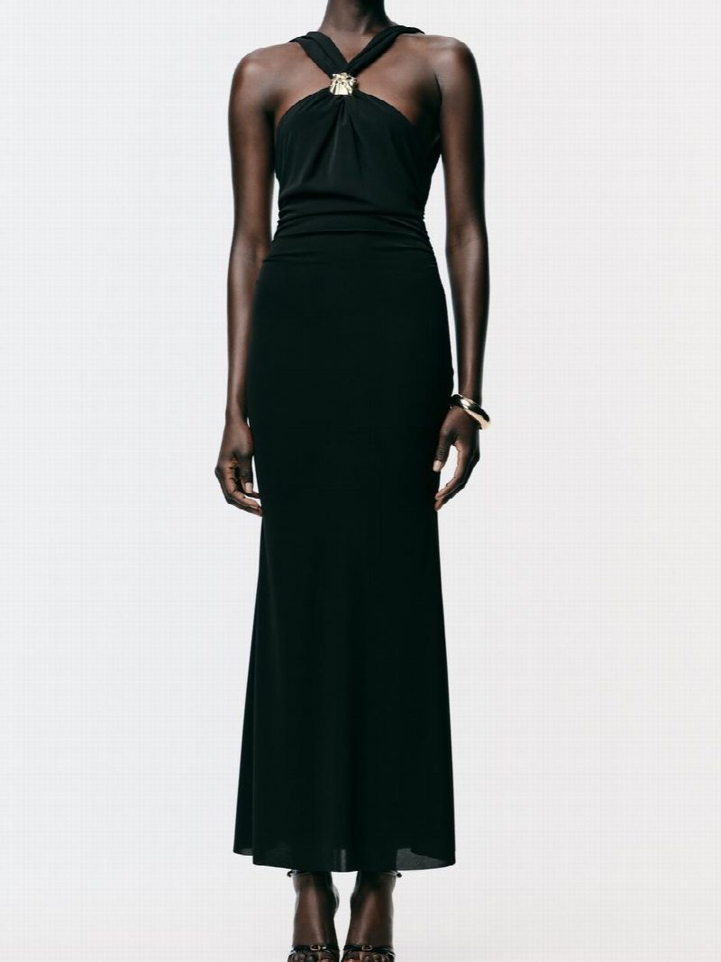 VESTIDO CRUZADO FORNITURA NEGRO