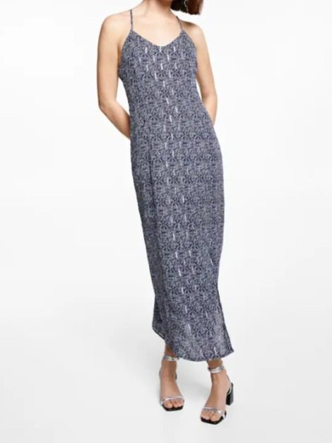 Vestido estampado abertura AZUL