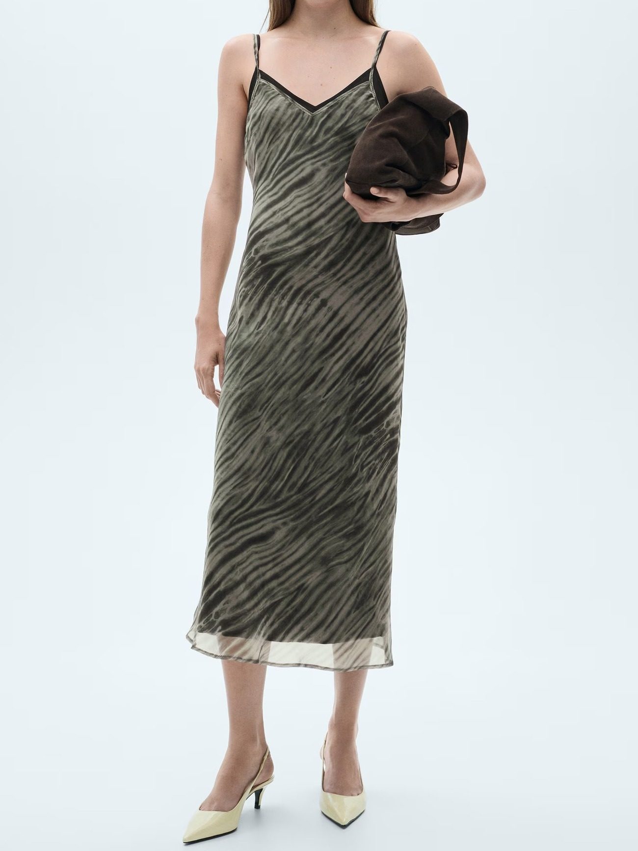 Vestido estampado doble tirante VERDE