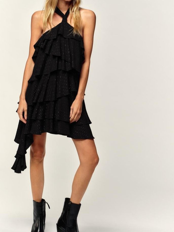 VESTIDO HALTER HILO METALIZADO
