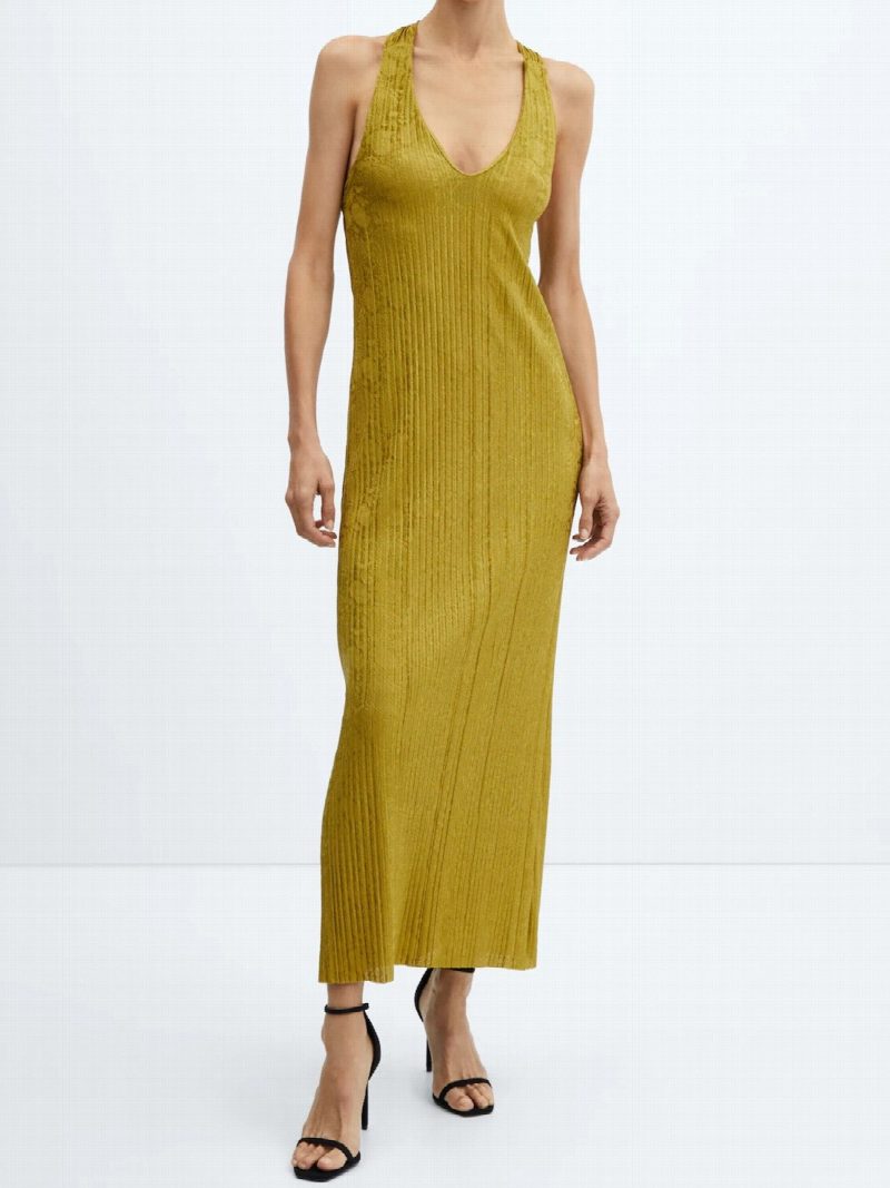 VESTIDO PLISADO ESPALDA ABIERTA OLIVA