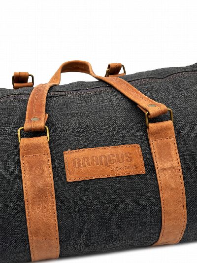 Bolso de tela y cuero azul Brangus