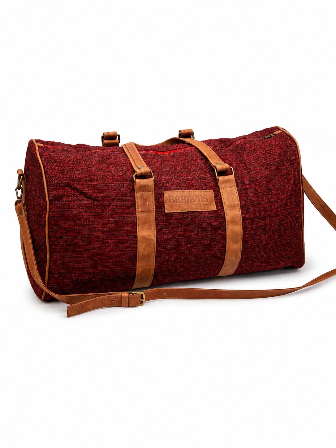 Bolso de tela y cuero bordo Brangus