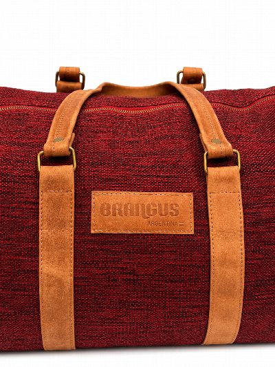 Bolso de tela y cuero bordo Brangus