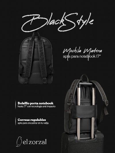 Mochila matera blackstyle para laptop 17" + una yerbera de regalo