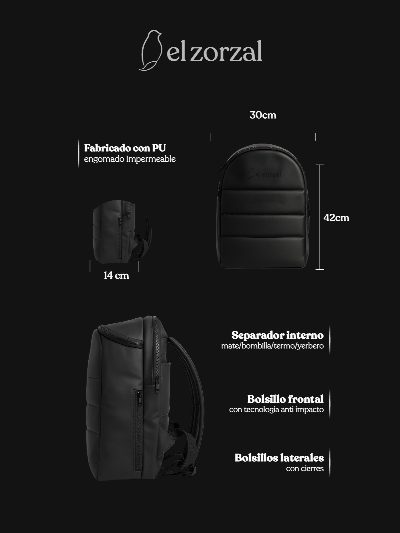 Mochila matera blackstyle para laptop 17" + una yerbera de regalo