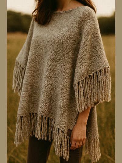 Poncho de lana gris