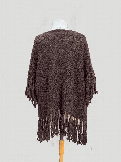 Poncho de lana marron oscuro