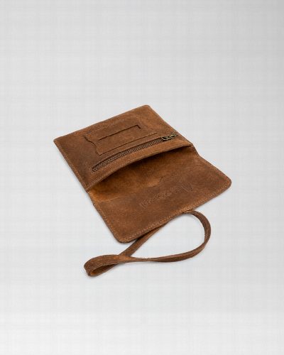 Tabaquera de cuero gamuzado Marron