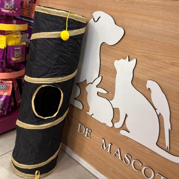TUNEL PARA GATO SIMPLE NEGRO CON BEIGE